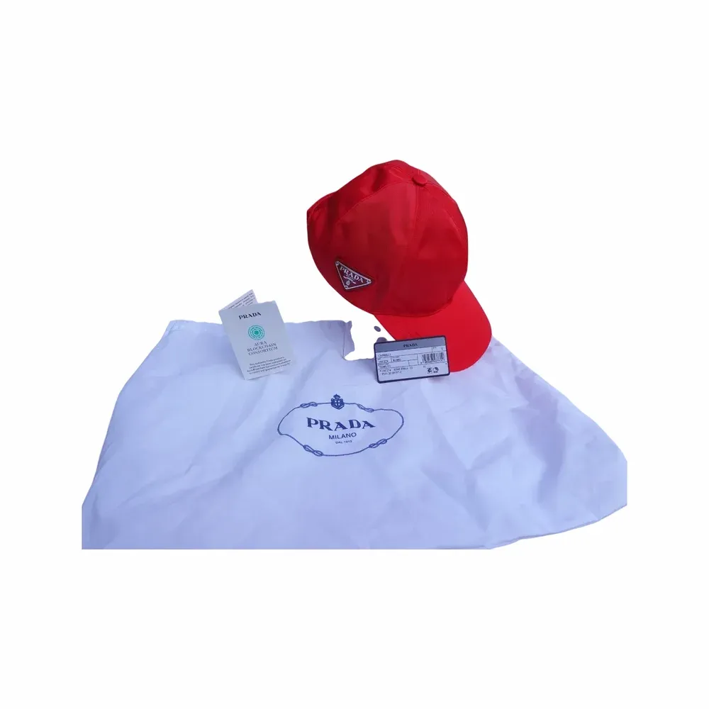 Prada PRADA CAP S logo nylon baseball base Milan red triangle nylon