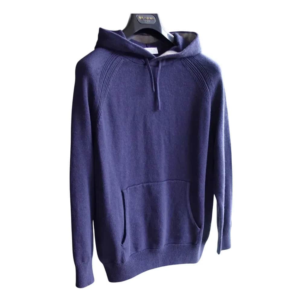 Brunello Cucinelli Stickad Cashmere Hoodie med Raglanärm