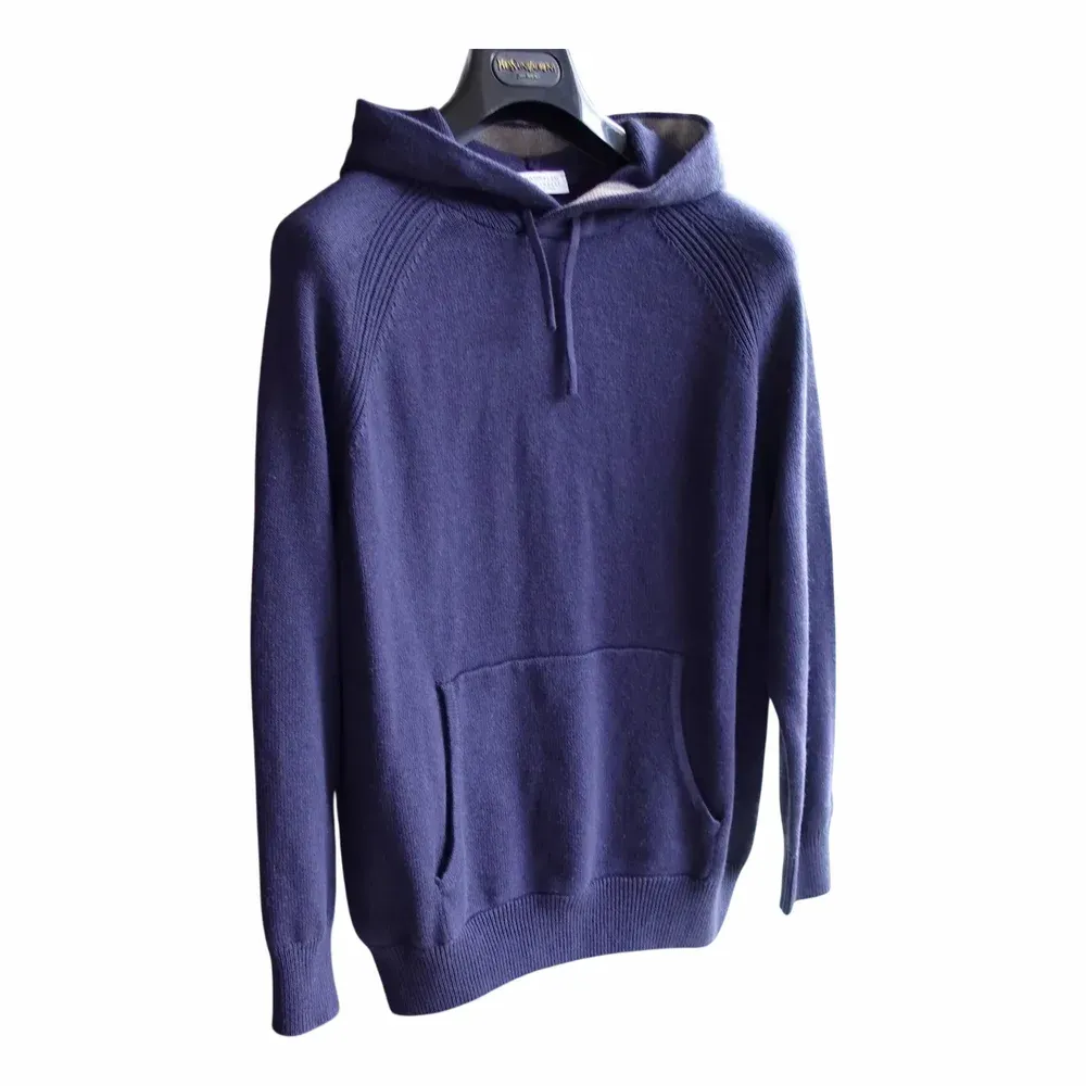Brunello Cucinelli Stickad Cashmere Hoodie med Raglanärm