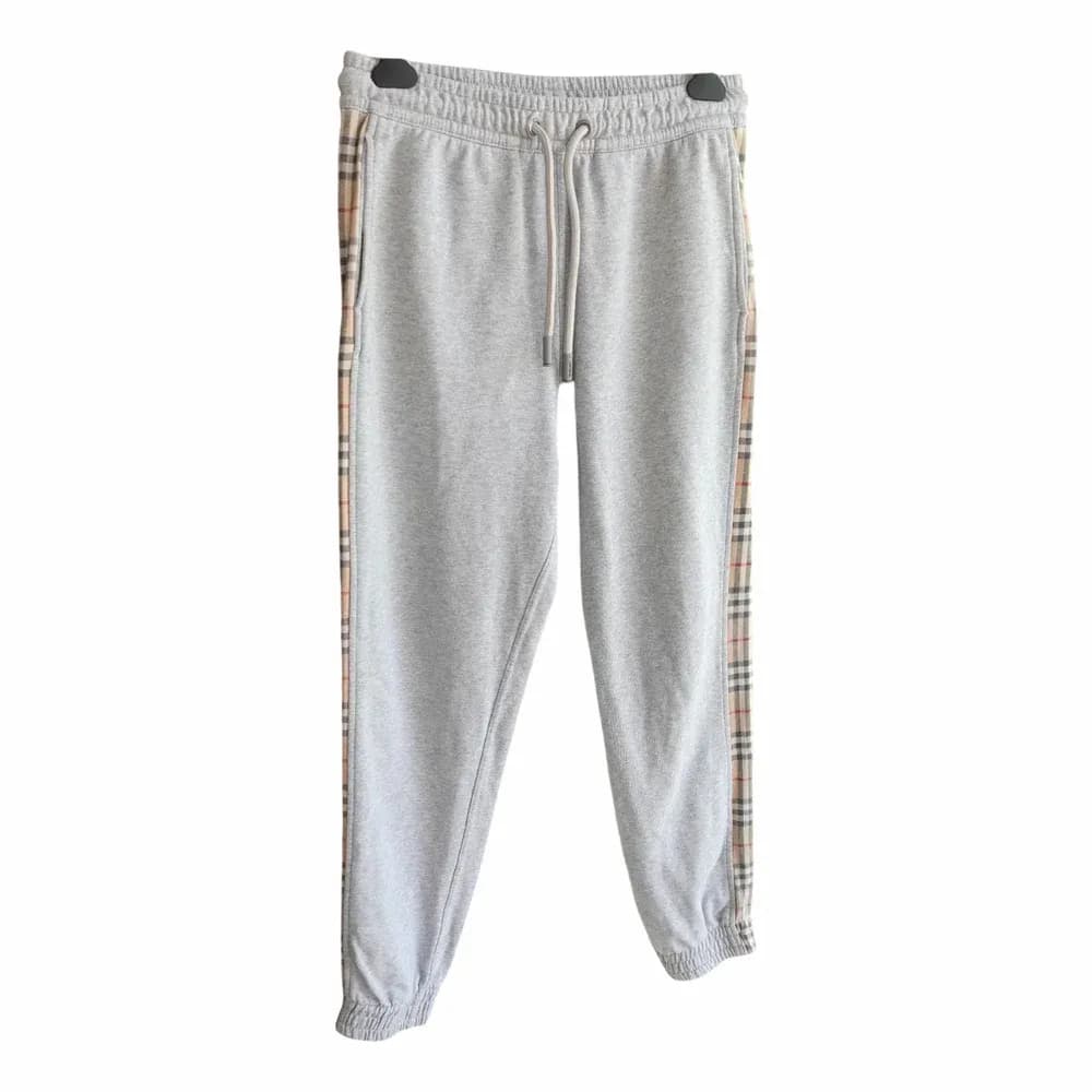 Burberry Check Trim Cotton Jogging Pants