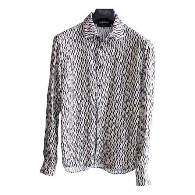AMIRI All Over Logo-Print Silk Shirt