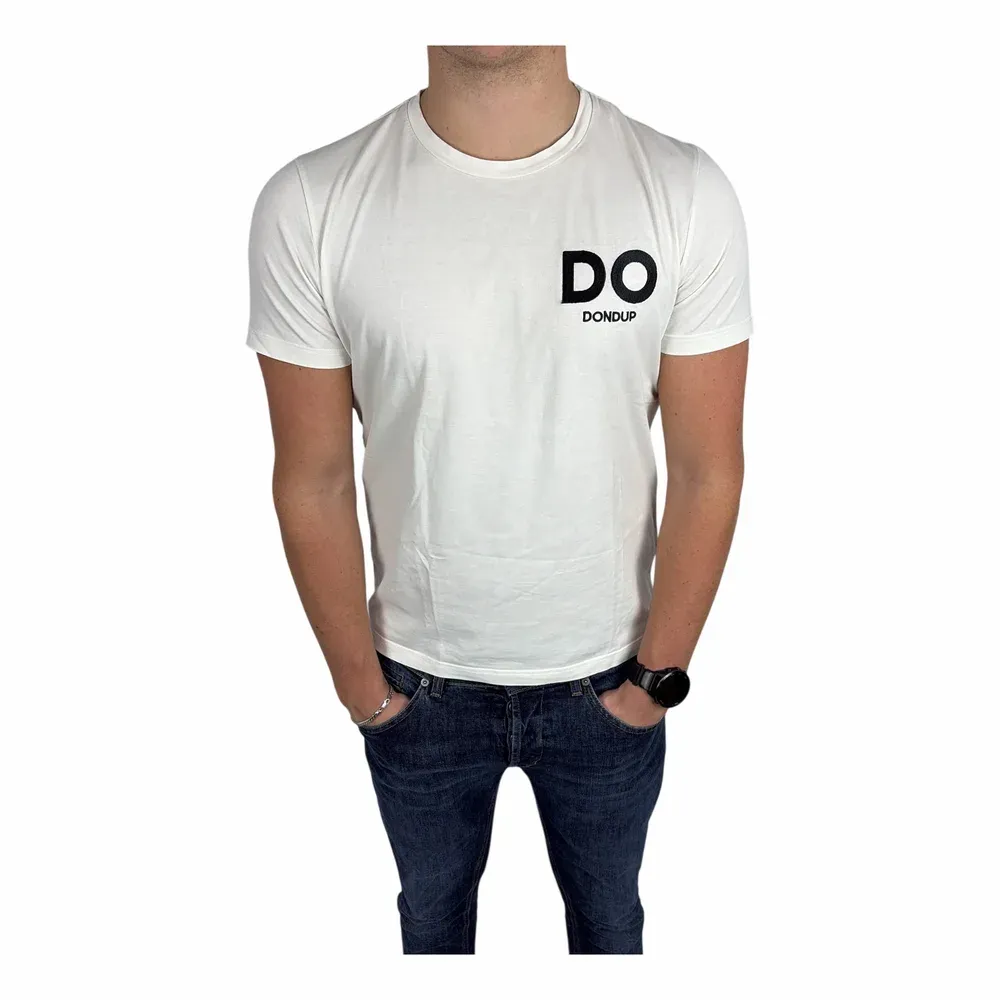 Dondup T-shirt med kontrasterande broderi och grafiskt tryck