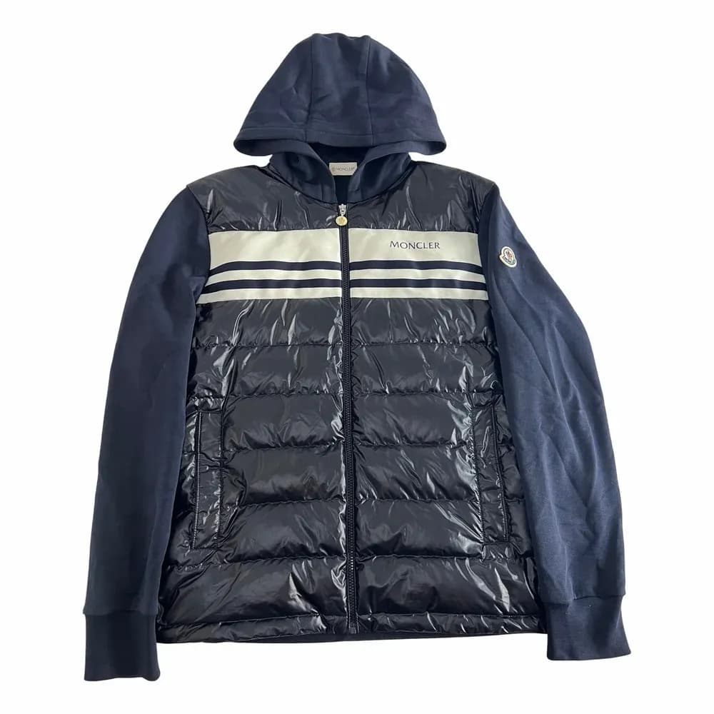 Moncler Quilted Down and Knit Hooded Cardigan