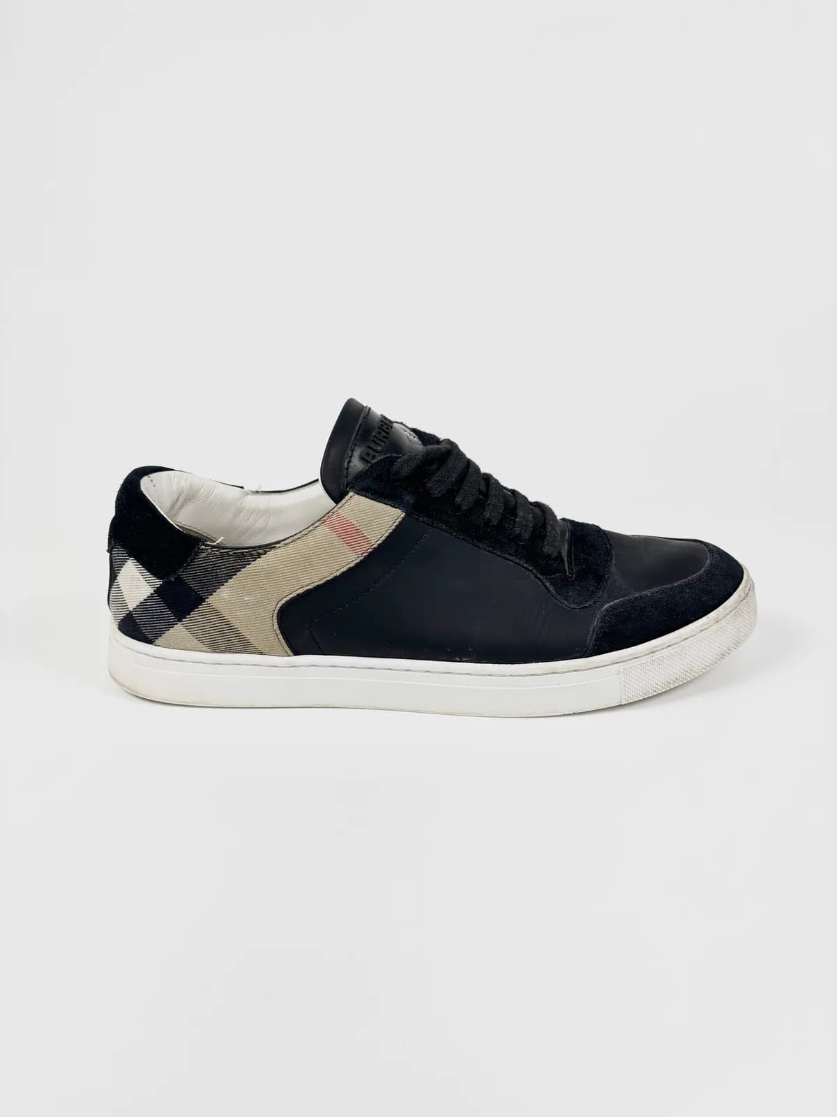 BURBERRY Vintage Check Panel Leather Sneakers