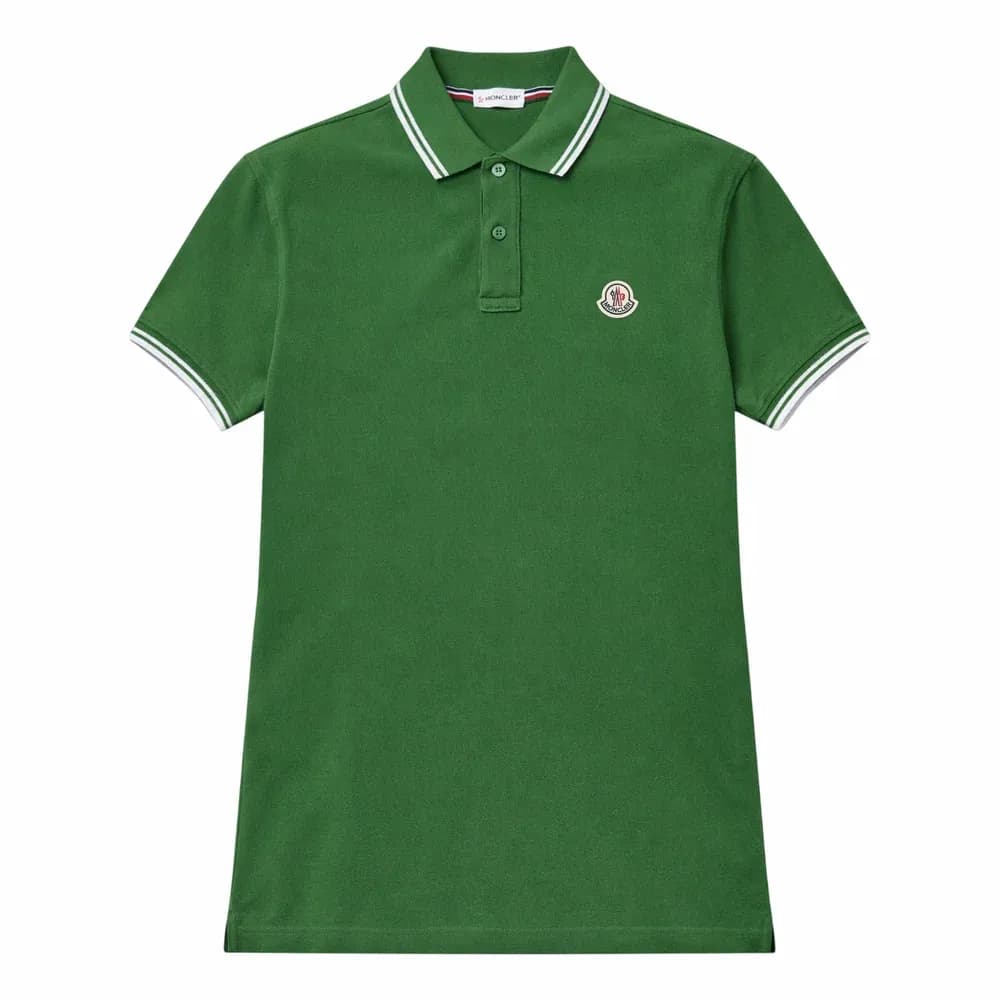 MONCLER Contrast Rib Tricolor-Trimmed Polo Shirt