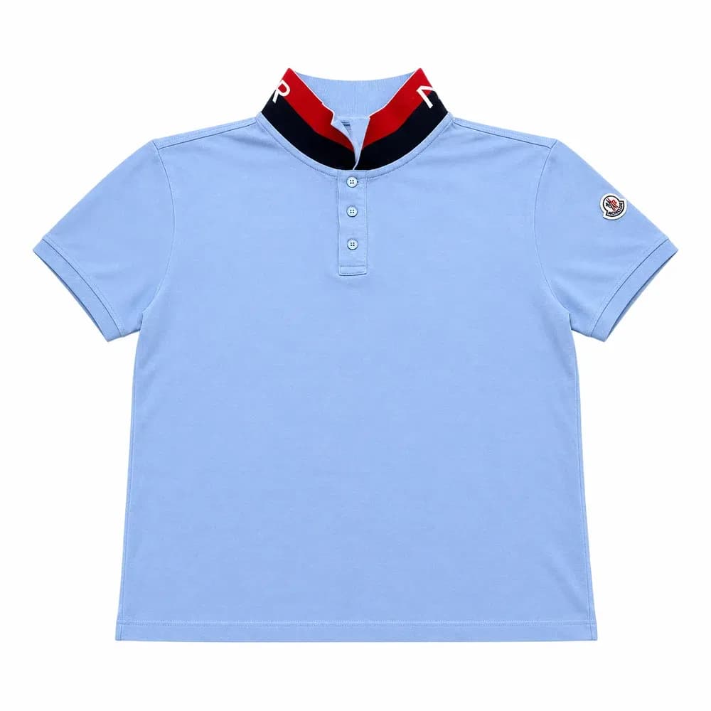 Moncler Tricolour-Trimmed Collar Logo Polo Shirt