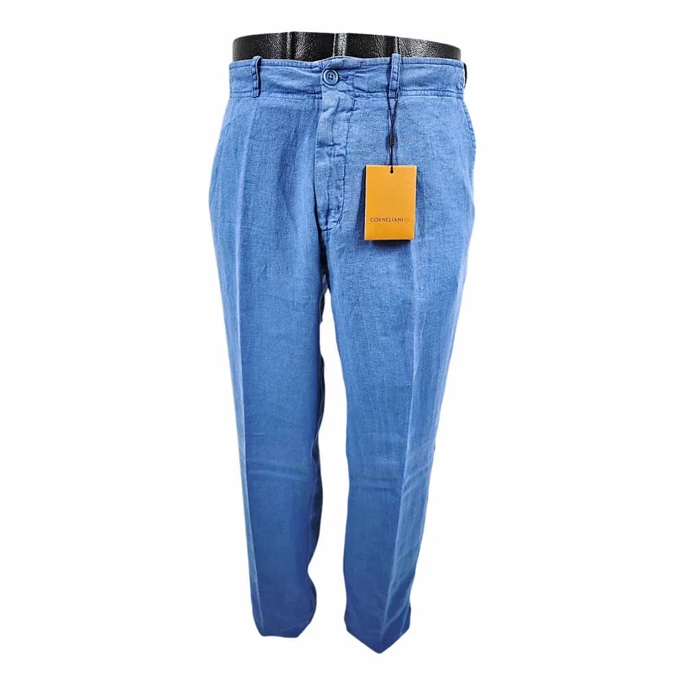Corneliani Tailored Fit Cotton Chambray Trousers