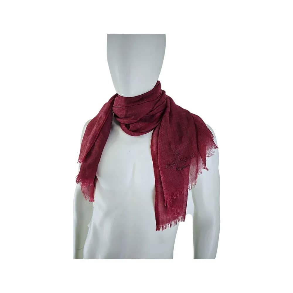 Corneliani Maroon Cashmere Knit Wrap Shawl Fringe Scarf