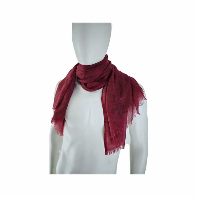 Corneliani Maroon Cashmere Knit Wrap Shawl Fringe Scarf