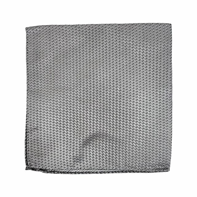 Corneliani Grey Textured Pocket Square / Fine Metal Mesh
