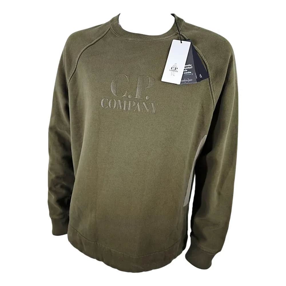 C.P. Company Diagonal Raised Fleece Crewneck Logo Sweatshirt