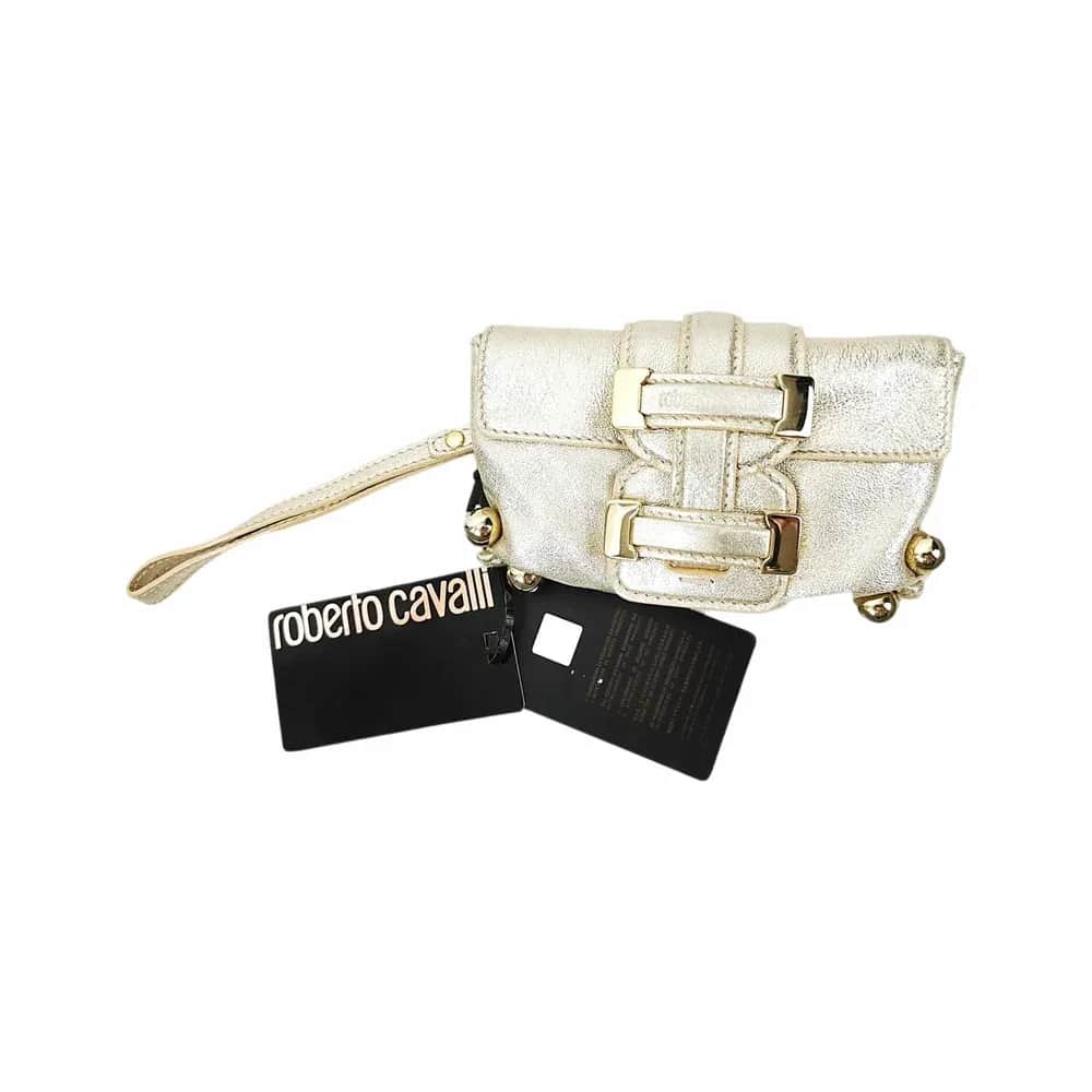 MCM Vintage Metallic Leather Wristlet Clutch