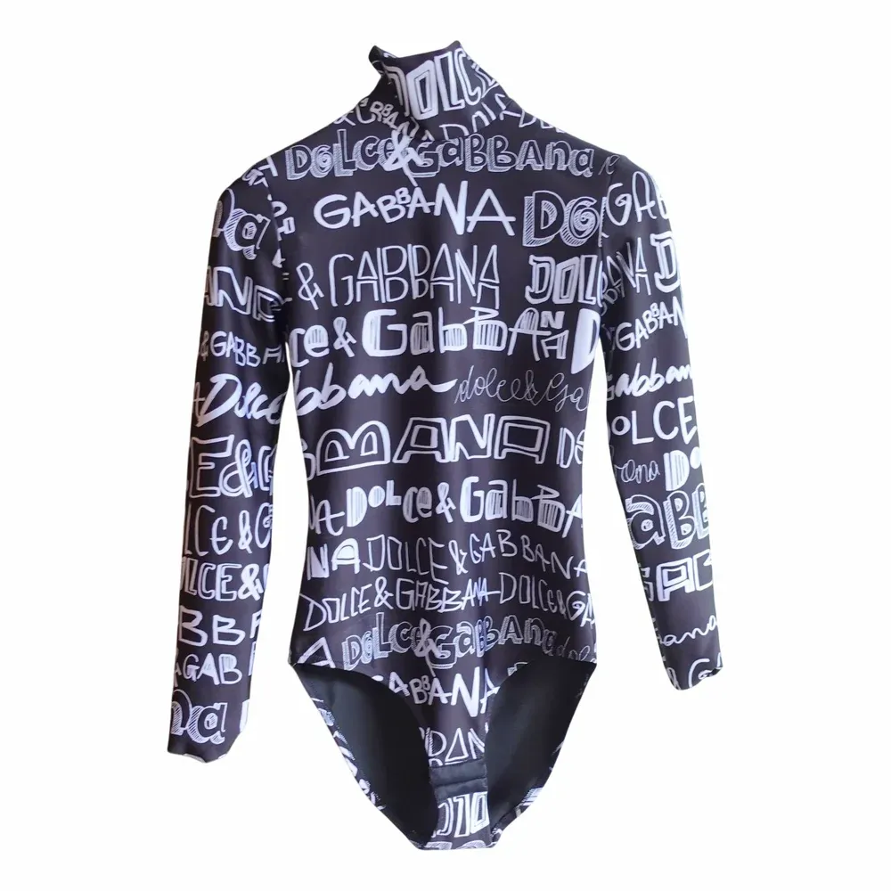 Dolce & Gabbana Spandex Jersey Bodysuit With DG Graffiti Logo