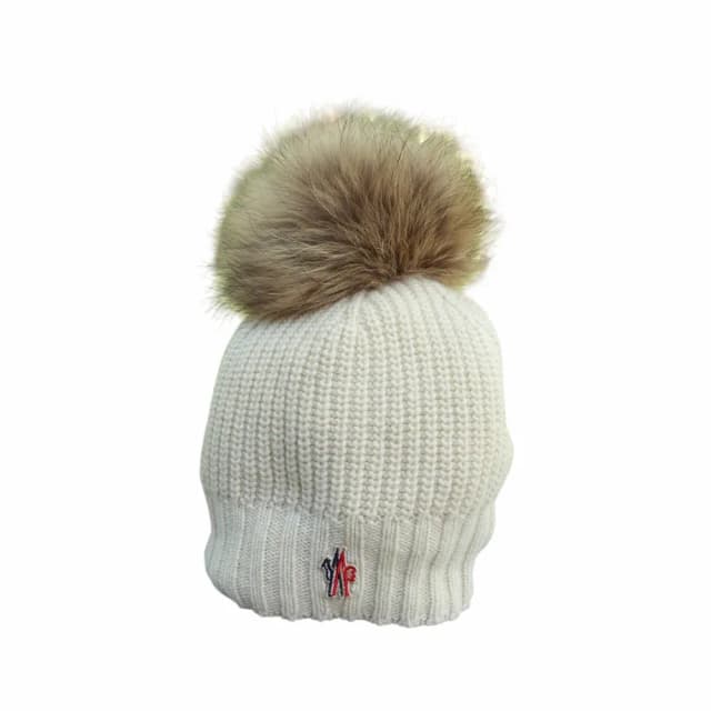Moncler Pompom Logo-Patch Beanie Hat