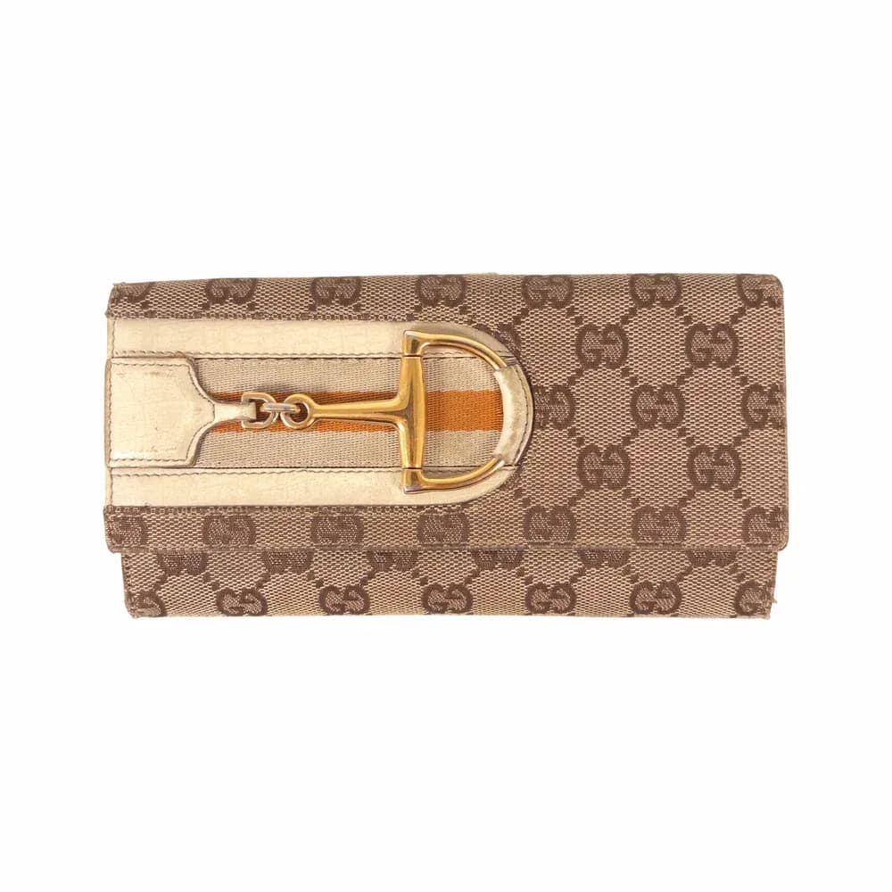 Gucci Hasler Horsebit GG Canvas Continental Wallet