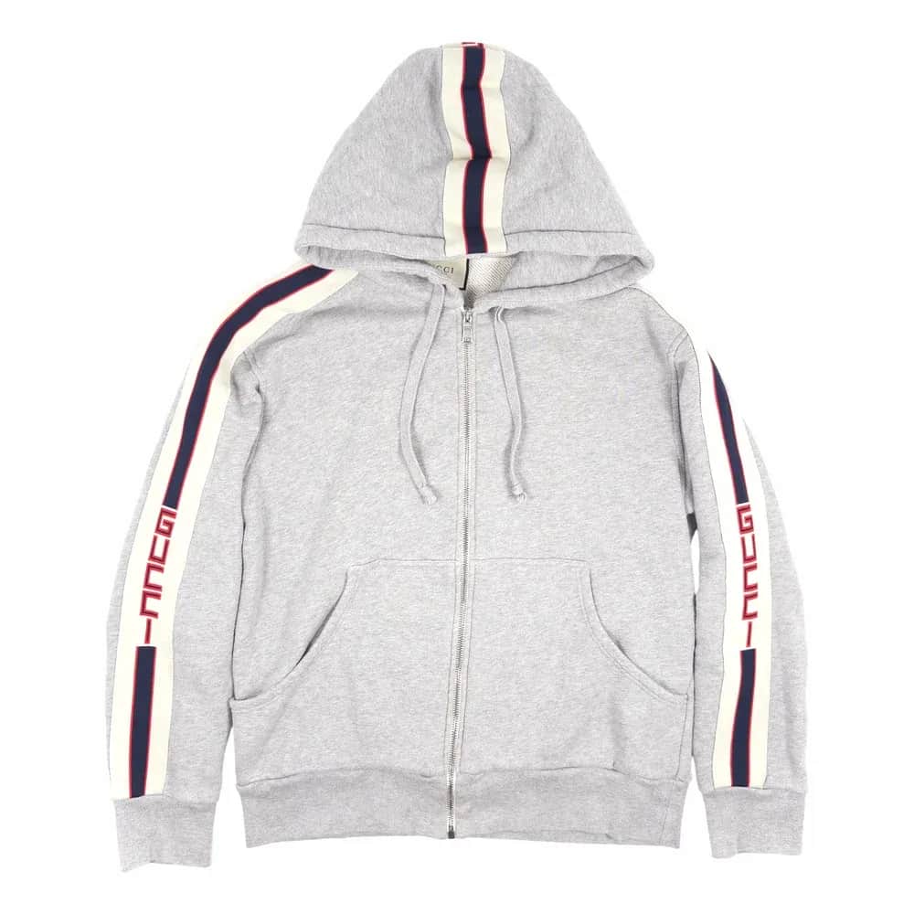 Gucci Side Striped Logo Zip-Up Hoodie