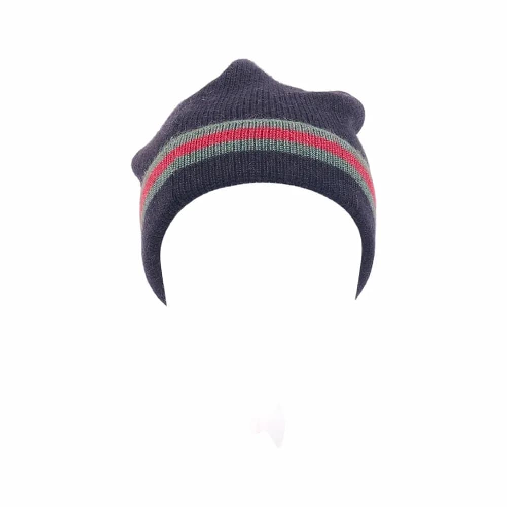 Gucci Wool and Silk Web Beanie Hat