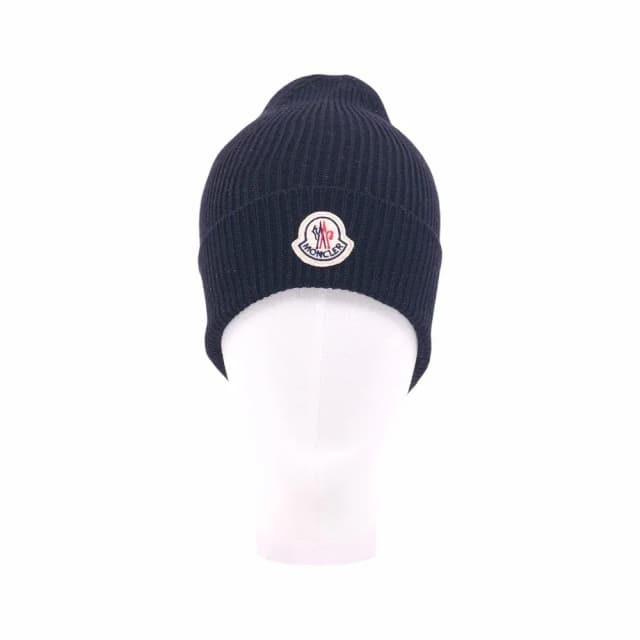 Moncler Ribbed Knit Beanie with Logo Patch