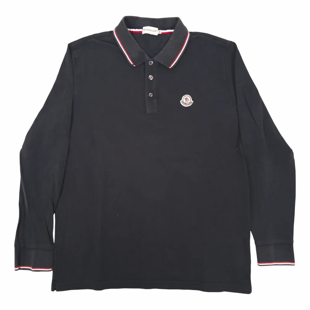 Moncler Contrast Rib Long Sleeve Polo Shirt