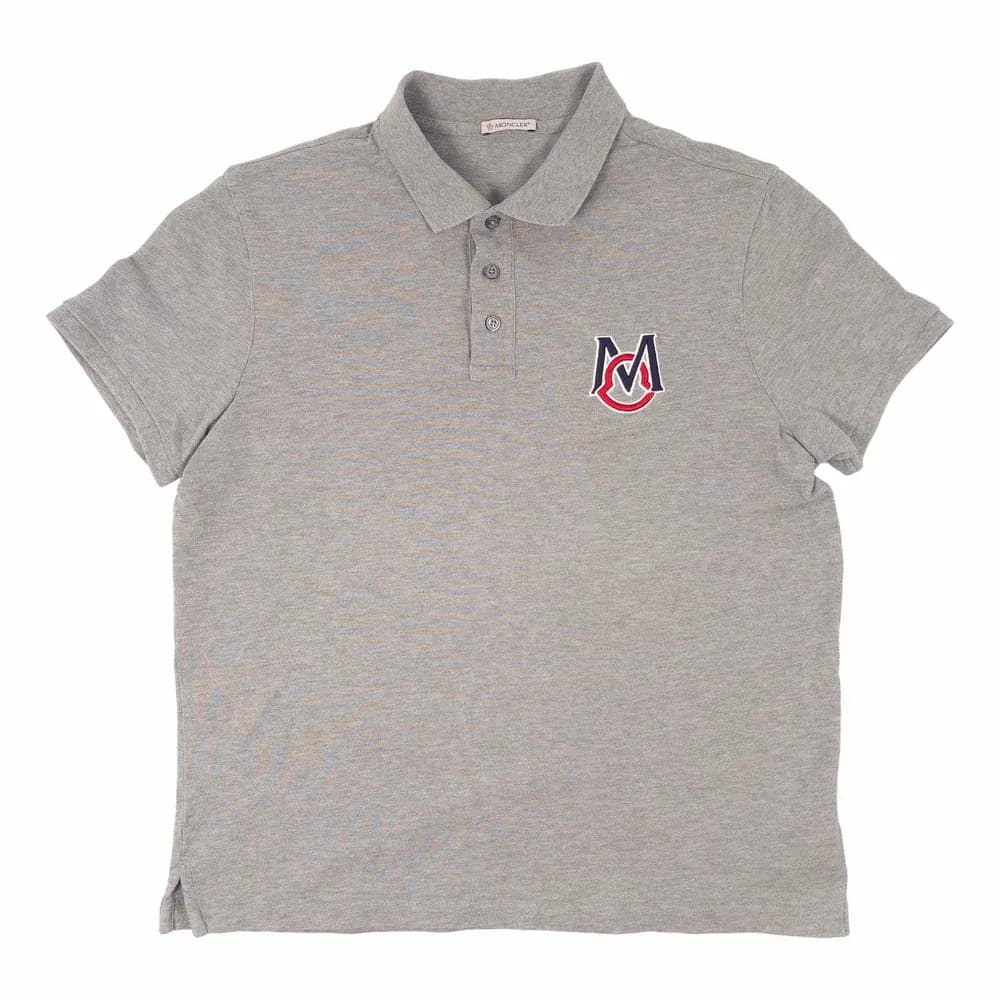 Moncler Solid Logo Patch Short Sleeve Polo Shirt