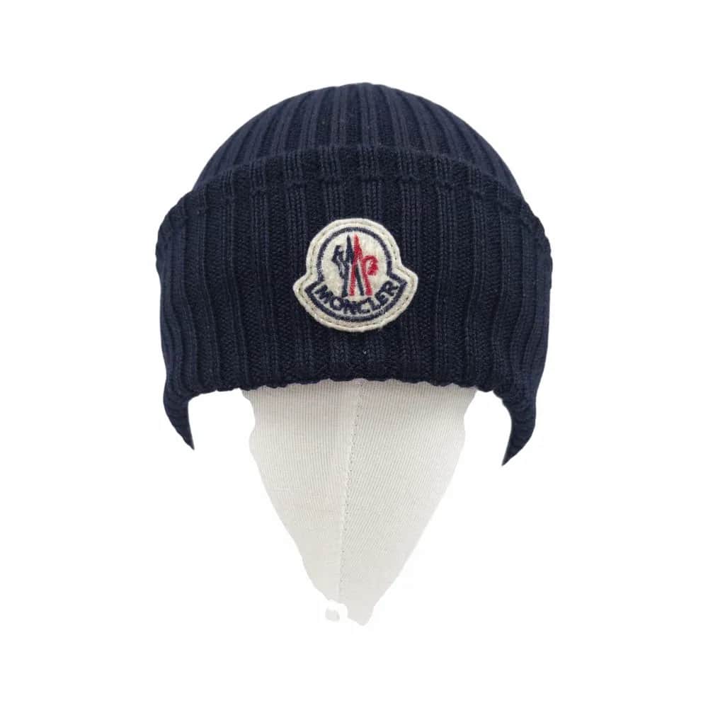 Moncler Logo-Patch Ribbed-Knit Beanie