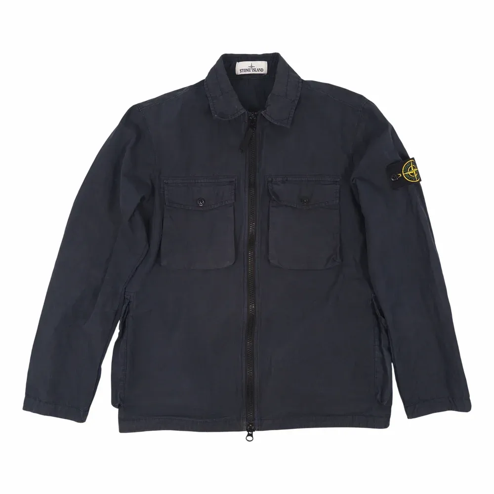 Stone Island Garment Dyed Cotton Zip Overshirt