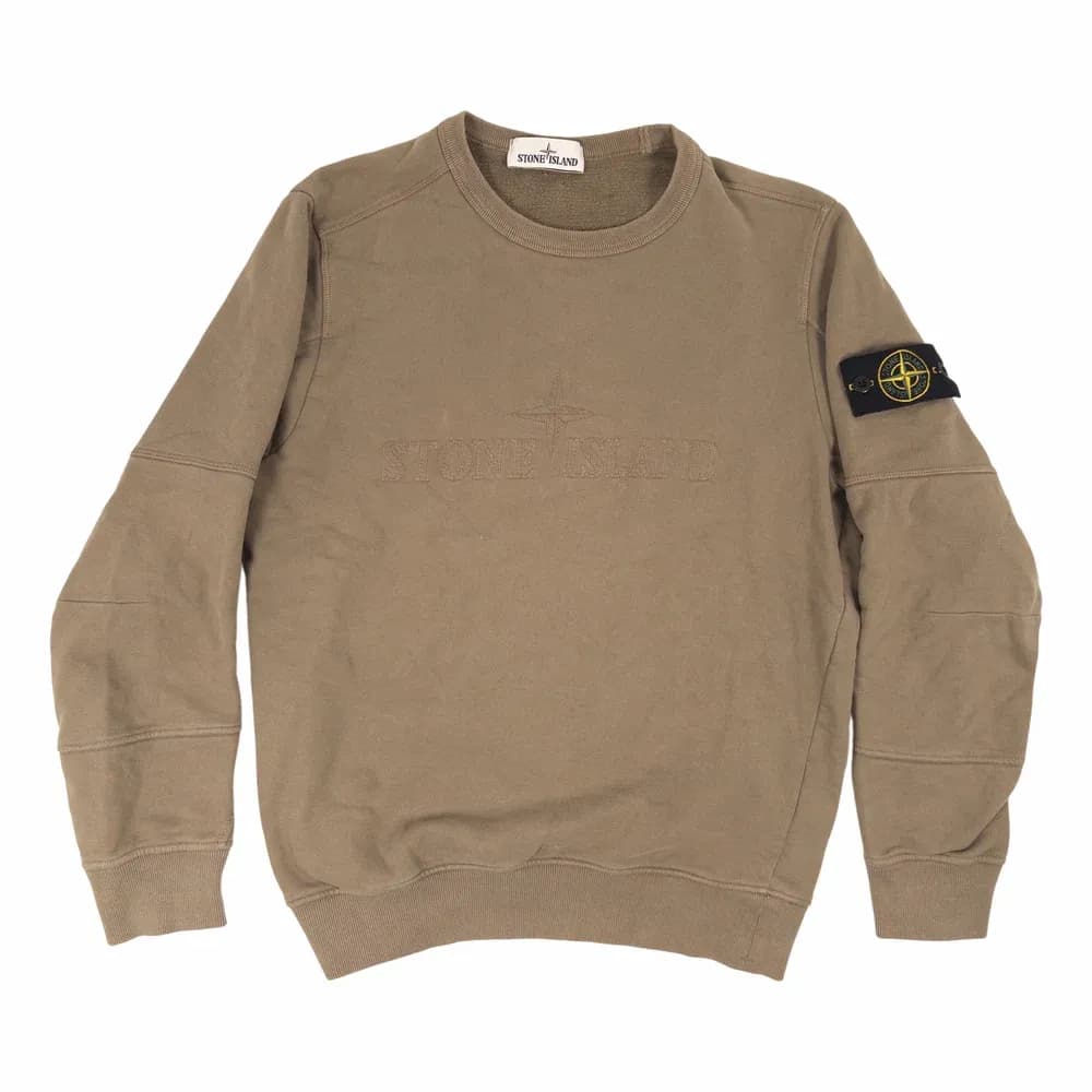 Stone Island Waffled Cotton Fleece Crewneck Sweatshirt