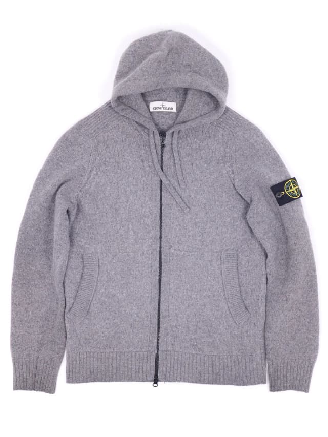 Stone Island 546a3 Knitted Patch Full-Zip Hoodie