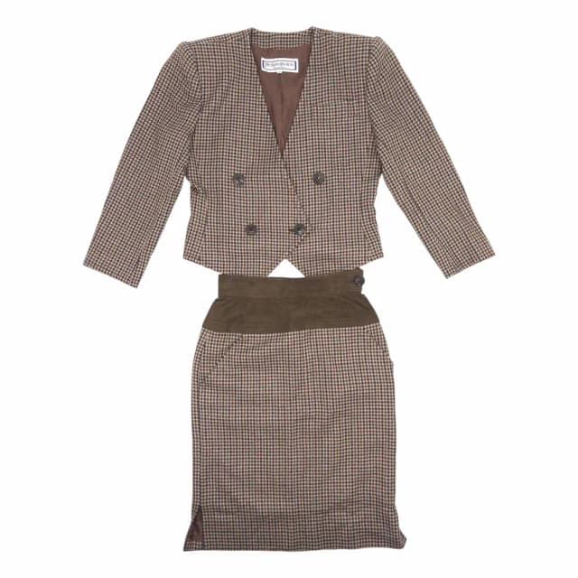 Saint Laurent Vintage Brown Wool Skirt Suit