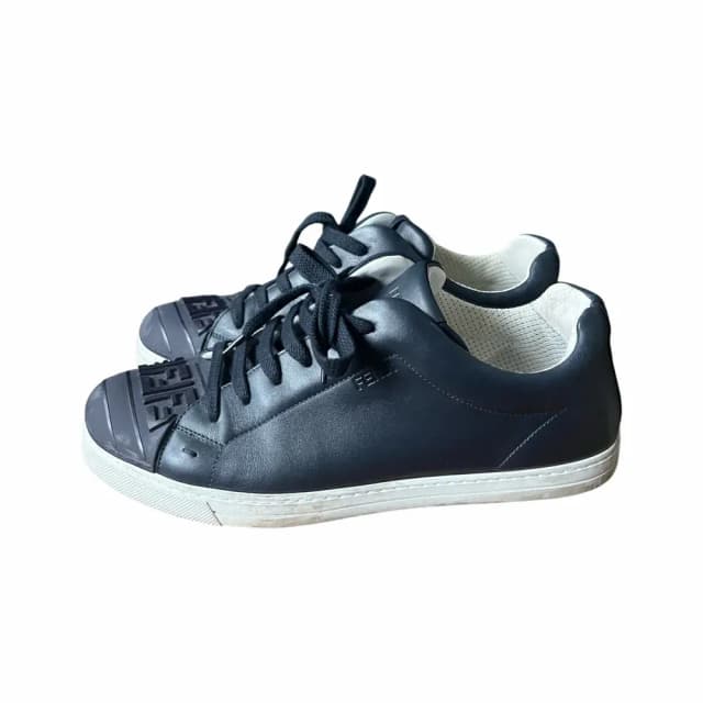 Fendi Logo Embossed Leather Low Top Sneakers