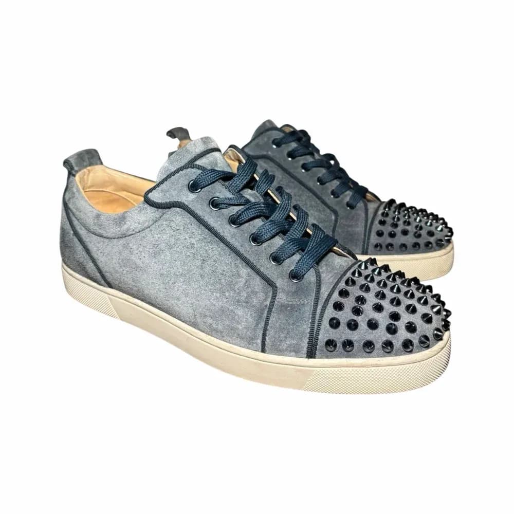 Christian Louboutin Washed Blue Studded High-top Sneakers