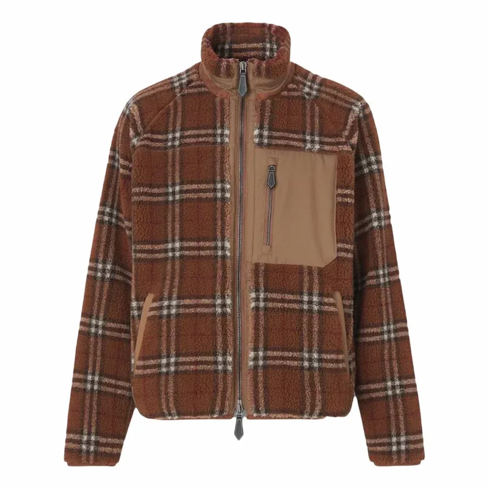 BURBERRY Vintage Check Fleece Funnel Neck Jacket