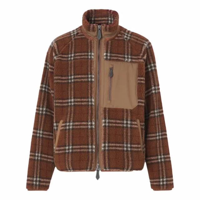 BURBERRY Vintage Check Fleece Funnel Neck Jacket