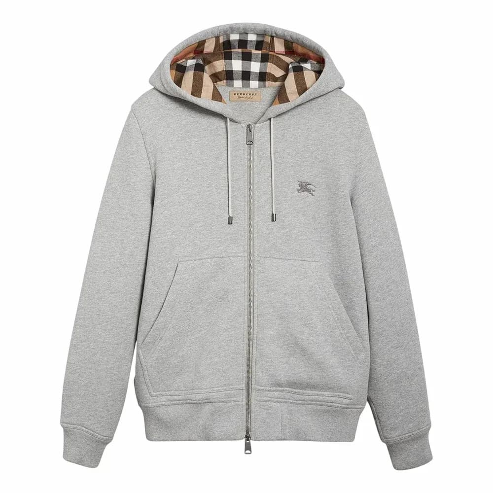 Burberry Check Detail Zip-up Hoodie