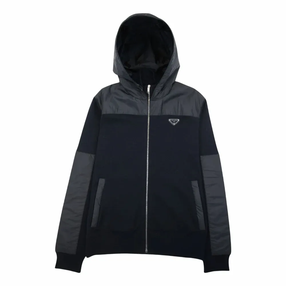 Prada Nylon and Wool Hooded Cardigan