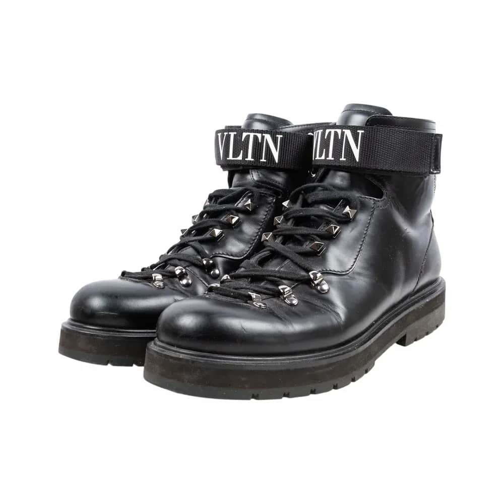 Valentino VLTN Leather Strap Combat Boots