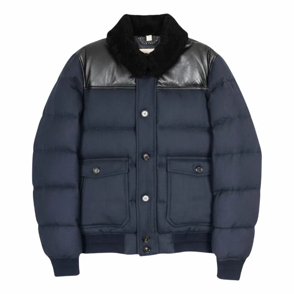 Burberry Wool Bomber Jacket with Shearling Collar