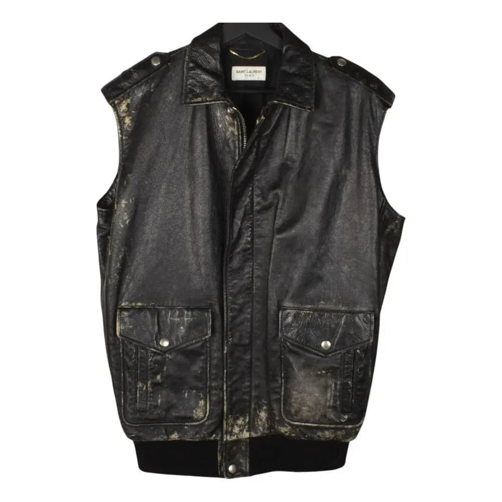 Saint Laurent Distressed Leather Vest