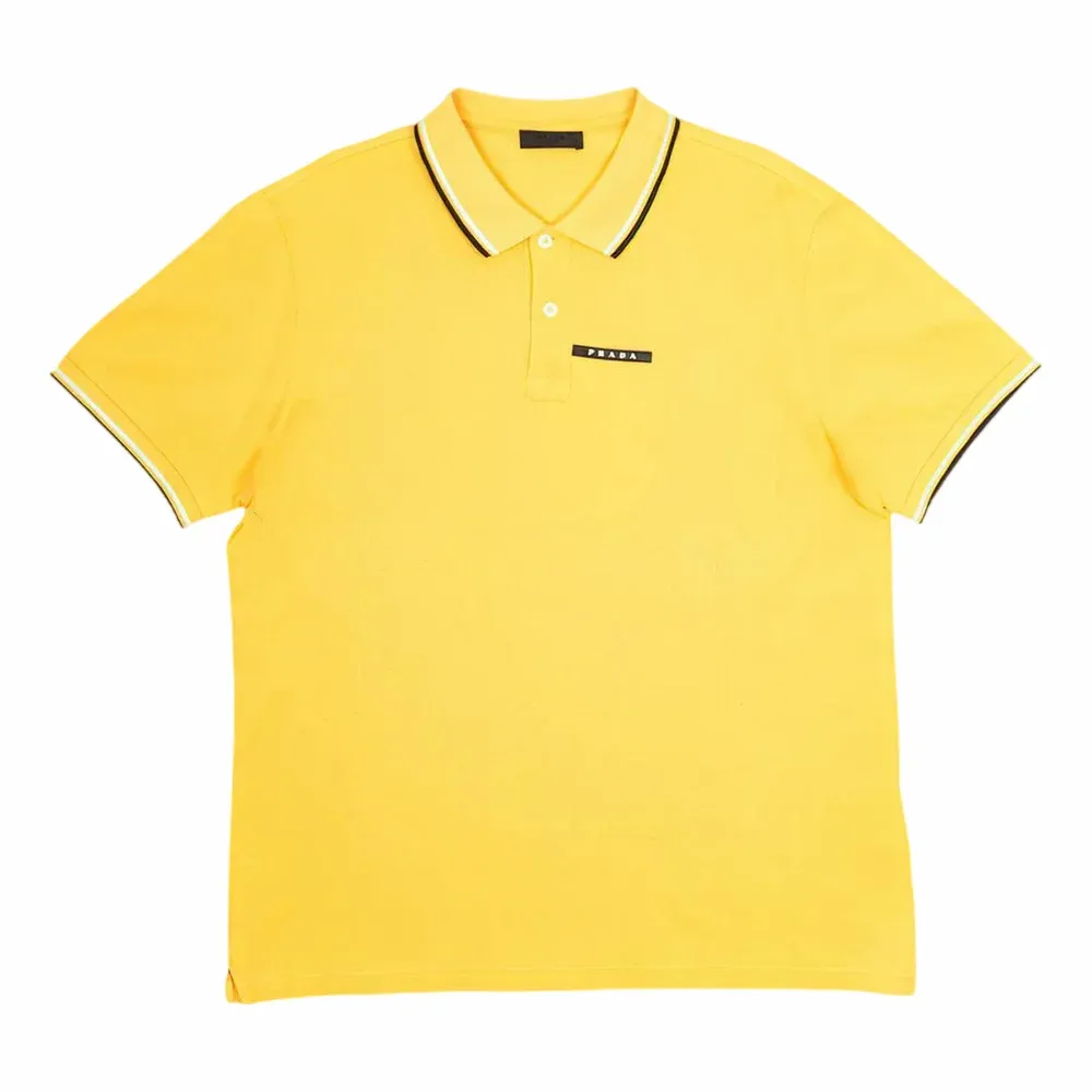 Prada Red Tab Logo Tipped Polo Shirt