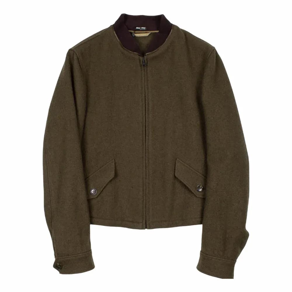 Miu Miu Regular Fit Dogstooth Check Harrington Jacket