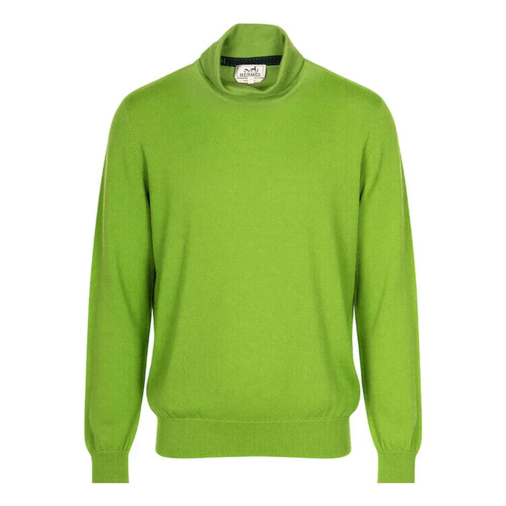 Hermès Stickad kashmir- och ulltröja med mock neck