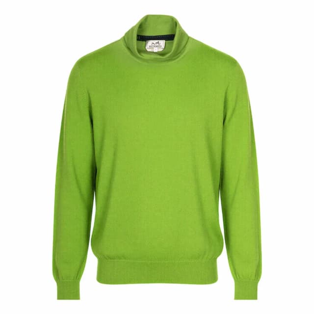 Hermès Stickad kashmir- och ulltröja med mock neck