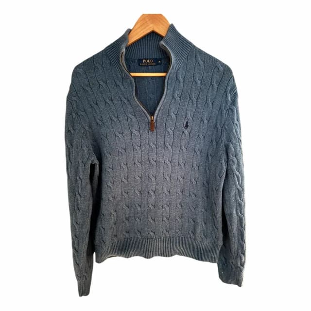 Ralph Lauren Cable-Knit Cotton Quarter-Zip Sweater