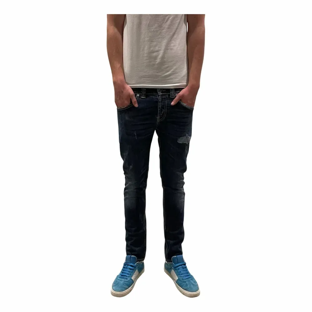 DONDUP Distressed Slim-fit Jeans med Färgstänk