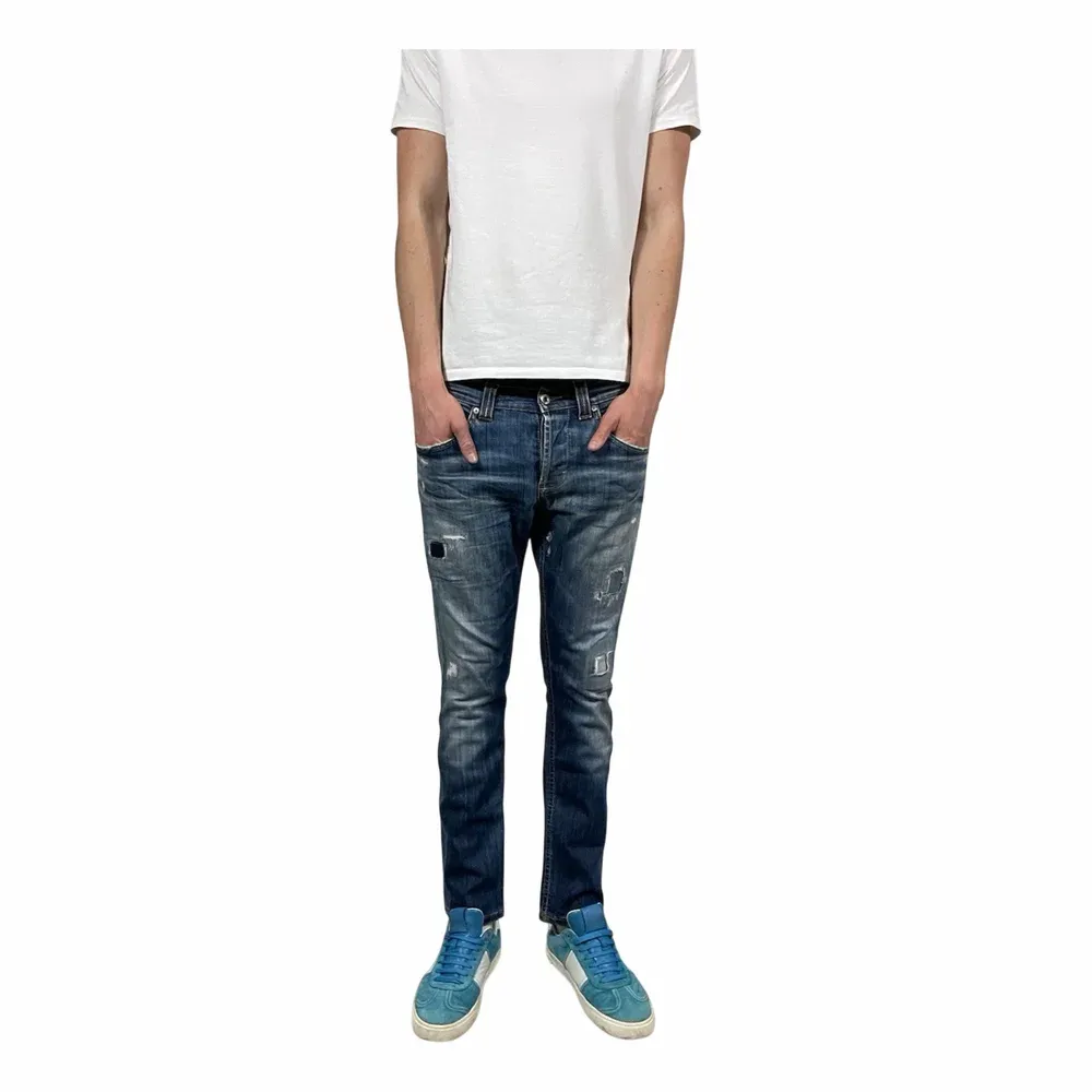 DONDUP Marinblå Jeans med Tvättad Finish