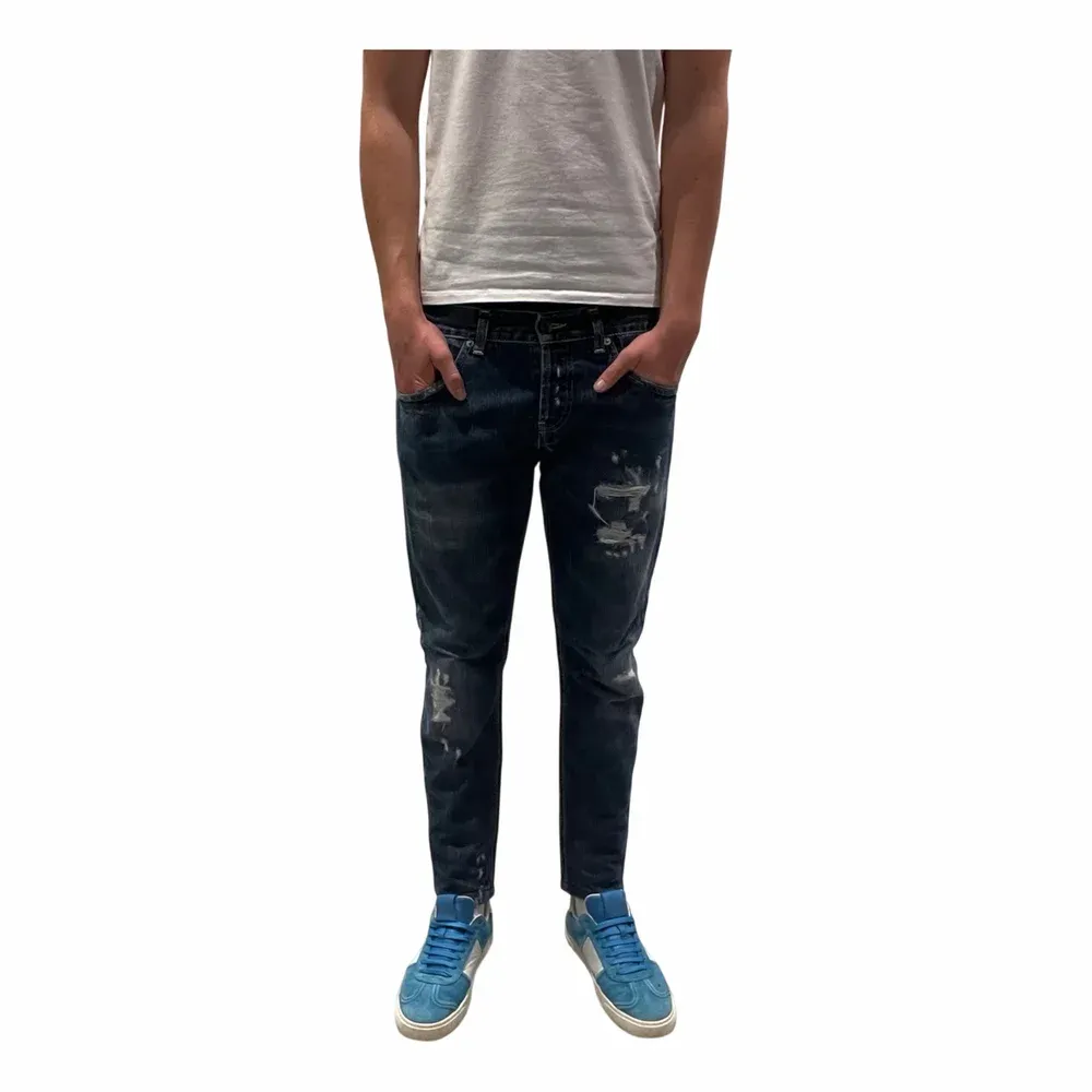 DONDUP Marinblå Jeans med Slitningar