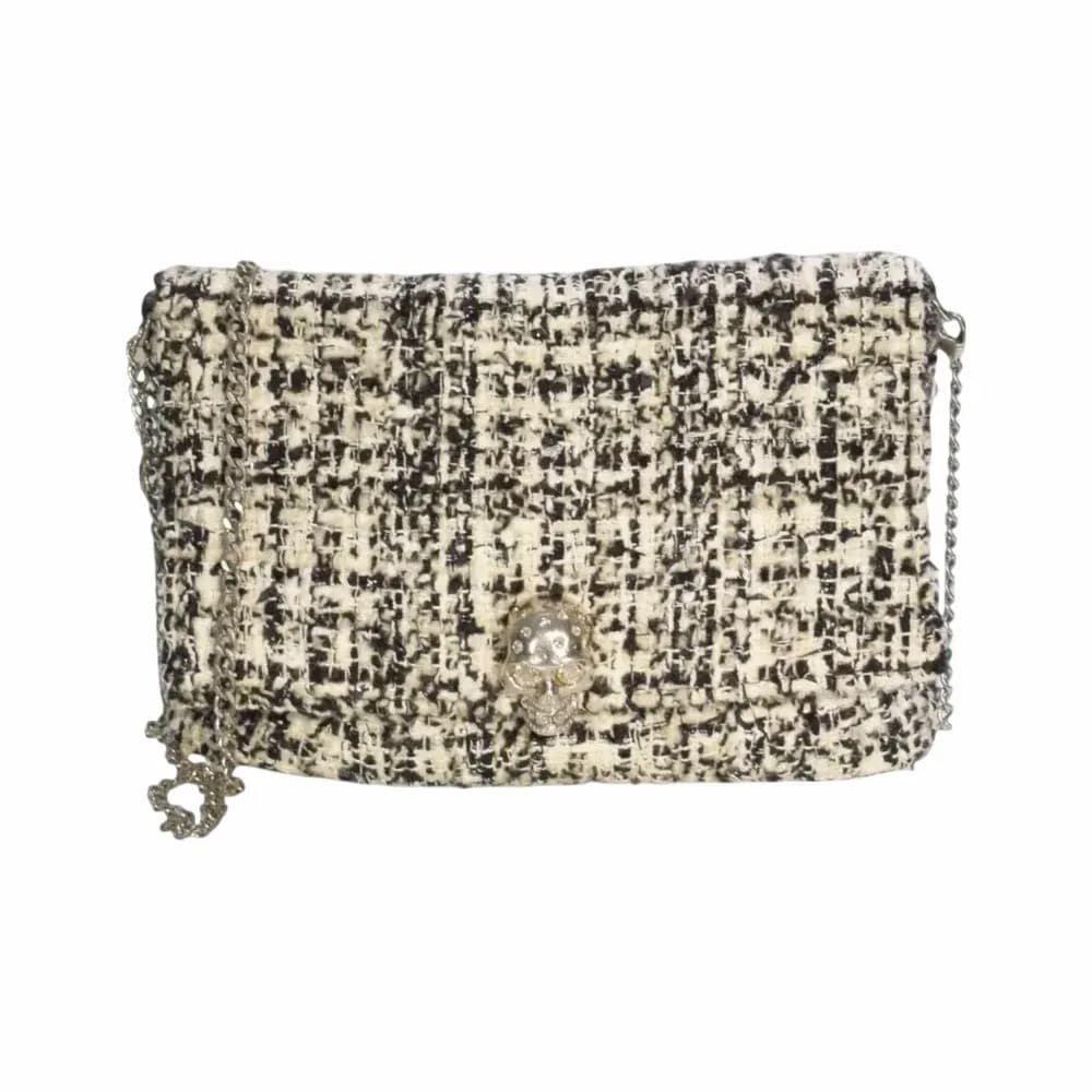 Alexander McQueen Skull Tweed Flap Shoulder Bag