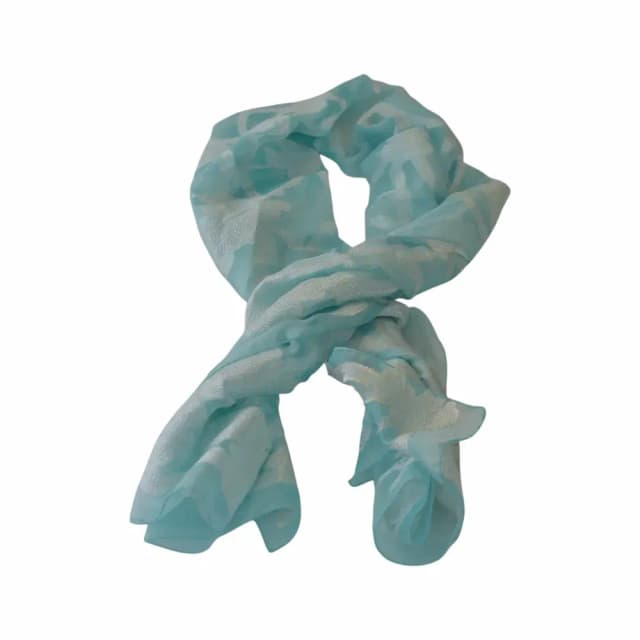 Armani Blue Floral Shiny Sheer Viscose Silk Scarf