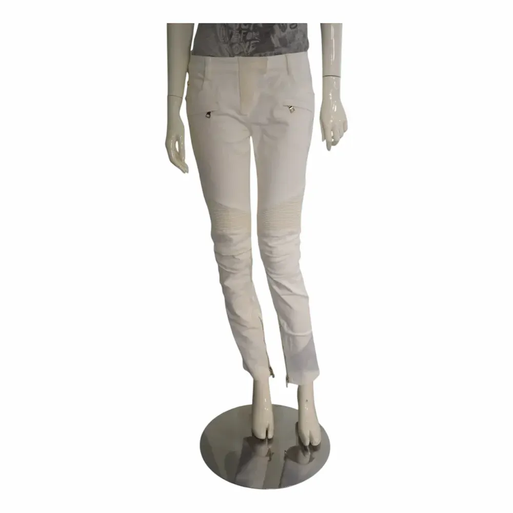 Balmain Ribbed Moto Biker Jeans
