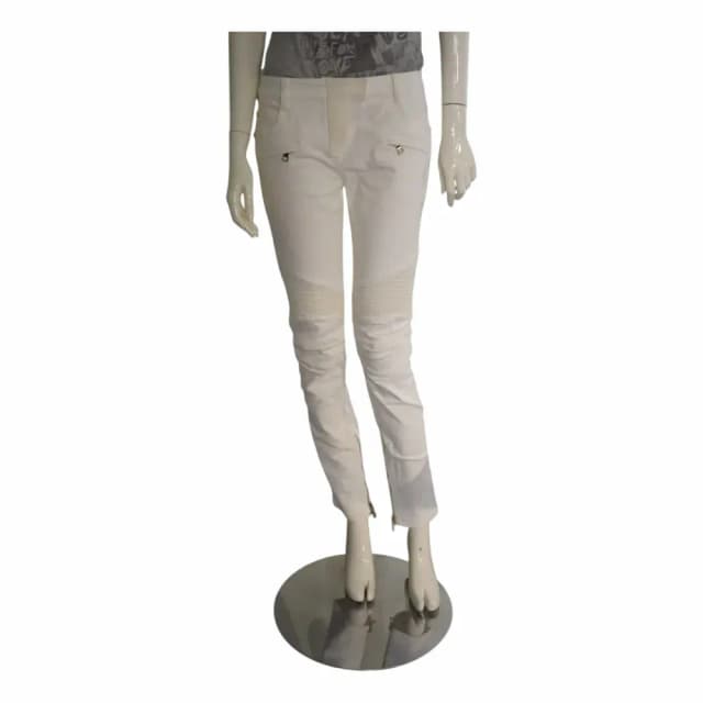 Balmain Ribbed Moto Biker Jeans
